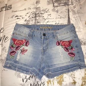 •Light Wash Pair Of Shorts•